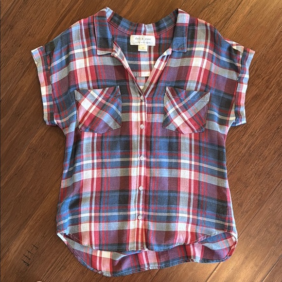 Cloth & Stone Red, White, & Blue Plaid Button-up Top - Picture 4 of 4